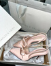 CHARLES&KEITH緞面蝴蝶結尖頭高跟涼鞋女生日禮物CK1-60361556 Light Pink淺粉色 34 曬單實(shí)拍圖