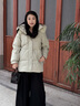 雪中飛2025新款冬季女士抽繩中長(cháng)款抗寒御寒保暖時(shí)尚休閑羽絨服 木青灰米|7C21 XL /175/96A 曬單實(shí)拍圖