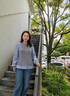MsShe【45支綿羊毛】大碼女裝2025秋裝胖mm木耳邊假兩件針織毛衣 【條紋款】花灰色25年10月10日到貨 3XL 曬單實(shí)拍圖