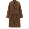 太平鳥(niǎo)女裝毛呢大衣甄絨系列浴袍式2.0女雙面毛呢外套D 棕色 L 曬單實(shí)拍圖