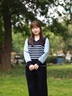 MsShe【拼接假兩件條紋針織衫】大碼女裝2025秋季胖mm寬松V領(lǐng)毛衣 升級面料-藏青藍色現貨 2XL 曬單實(shí)拍圖