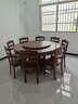 旺屋中式實(shí)木餐桌椅組合家用圓形飯桌帶轉盤(pán)10/12人電磁爐大圓桌1.5+8 曬單實(shí)拍圖