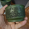宜興紫砂主人杯茶杯茶盞高端個(gè)人專(zhuān)用黃金段泥刻繪古法柴燒壓手杯 幽居春色綠泥主人杯 曬單實(shí)拍圖