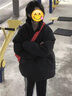 格斯嵐帝棉服男女2025冬季加厚日系潮牌面包服棉衣寬松立領(lǐng)短款外套 黑色 XL 曬單實(shí)拍圖