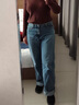 優(yōu)衣庫合作款女裝直筒牛仔褲/水洗產(chǎn)品休閑褲子25春夏新款476209 65 寶藍色 26 /160/66A 曬單實(shí)拍圖