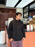 森馬（Semir）王安宇同款|外套男秋冬雙面絨感針織夾克保溫搖粒絨25新情侶上衣 黑色90001 【外層搖粒絨】 XL 曬單實(shí)拍圖