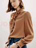 朗姿宮廷風(fēng)法式復古設計感立領(lǐng)襯衣女上衣氣質(zhì)秋季新款襯衫 駝色 L 曬單實(shí)拍圖