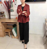 俞兆林媽媽外套春裝國風(fēng)中年女裝民族風(fēng)2025年新款媽媽裝50-60歲洋氣女 紅色上衣+黑色背心+褲 3XL [115-130斤] 曬單實(shí)拍圖