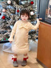 G.DUCKKIDS小黃鴨童裝女童連衣裙春秋冬季公主裙小香風(fēng)兒童套裝夾棉生日禮服 米白色加厚 90 尺碼建議1~2歲cm 曬單實(shí)拍圖
