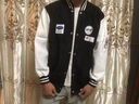 益帛加絨棒球服套裝夾克男士冬季新款美式寬松百搭休閑運動(dòng)上衣外套男 棒球服黑白+灰 L 【建議110-125斤】 曬單實(shí)拍圖