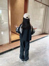 女童秋裝套裝2025春秋新款洋氣時髦中大童外套工裝褲運動兩件套潮 黑色外套+褲子 160cm 曬單實拍圖