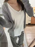 棉致日系慵懶條紋休閑褲子女春秋季潮流新款寬松高腰垂感直筒闊腿褲 灰白條【E253高品質(zhì)】 L 100-120斤 曬單實(shí)拍圖