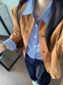 艾珠兒（Aizhuer）休閑褲女2025秋季搭配一整套裝復(fù)古外套襯衫上衣牛仔闊腿褲三件套 襯衣+外套+褲子 M 曬單實(shí)拍圖