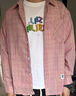 Cebrodz法國 長(cháng)袖襯衫男2025秋季新款美式潮流寬松休閑格子襯衣潮流外套 粉紅色 L 曬單實(shí)拍圖