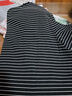 橫行道夏裝寬松條紋t恤短袖圓領(lǐng)女裝2024新款上衣服刺繡字母體恤 黑條 4XL 曬單實(shí)拍圖