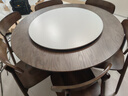 千鈺中古風(fēng)白蠟木全托板全實(shí)木帶轉盤(pán)家用餐桌小戶(hù)型餐廳法式圓形桌子 白蠟木圓桌【送轉盤(pán)實(shí)芯底座】+6實(shí)木靈芝椅 1.2米 曬單實(shí)拍圖