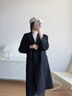 皮爾卡丹（pierre cardin）春秋毛呢外套女風(fēng)衣2024春秋季新款羊毛中長(cháng)款呢子開(kāi)衫超長(cháng)款大衣 黑色 M 曬單實(shí)拍圖