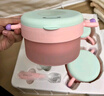 babycare兒童餐具輔食碗注水保溫碗不銹鋼叉勺寶寶吃飯喝水?huà)雰褐軞q禮盒粉 曬單實(shí)拍圖