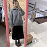 茵曼（INMAN）2025秋冬女裝新款手工拉毛半拉鏈翻領(lǐng)套頭毛衫季落肩毛 中灰色 XL 曬單實(shí)拍圖