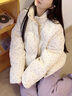 LPOX棉服女2025年冬季新款百搭碎花棉襖短款小個(gè)子外套女面包服棉服女 粉碎花 M 曬單實(shí)拍圖