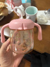 貝親兒童牛奶杯1-3歲寶寶喝水喝奶PPSU直飲奶瓶雙吸管水杯 粉色330mL 曬單實(shí)拍圖