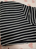 優(yōu)衣庫女裝AIRism棉混紡條紋T恤/短袖寬松顯瘦25春夏新款480054 09 黑色 L /160/88A 曬單實拍圖