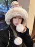 昇南新款冬季費爾島風(fēng)毛球保暖大頭圍毛線(xiàn)帽護耳加絨加厚提花針織帽子 毛球綁帶款【卡藍色】 曬單實(shí)拍圖