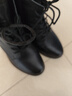 富貴鳥(niǎo)真皮牛皮時(shí)裝靴女秋冬加絨保暖短靴圓頭粗跟高跟鞋 短毛絨 36 曬單實(shí)拍圖