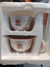 釉下彩可愛(ài)卡通碗碟套裝家用高顏值陶瓷碗筷盤(pán)餐具 2碗2勺 4件套 曬單實(shí)拍圖