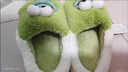 麥潮尚拖鞋女冬季包跟卡通情侶防滑軟底保暖暖絨毛毛拖學(xué)生冬天棉拖鞋男 青蛙棉拖綠色 36-37 曬單實(shí)拍圖