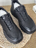 零度休閑鞋男鞋冬季新款輕便減震運動(dòng)休閑皮鞋男厚底防滑抓地登山鞋男 黑色 標準皮鞋碼 41 (255mm) 曬單實(shí)拍圖