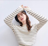 百圖betu女裝冬季新款毛衣一體絨條紋色織寬松套頭毛衫女2411T34 黑白條 M 曬單實(shí)拍圖