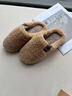 紅豆棉拖鞋女士冬季2025新款居家用厚底防滑靜音保暖羊羔絨毛毛拖鞋男 米色 38-39 適合37-38 曬單實(shí)拍圖