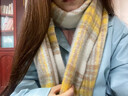 COSMICKISS日系2025新款奶油黃拉毛圍巾女秋冬季加厚保暖百搭學(xué)生女格子圍脖 黃色格子-210*30cm 曬單實(shí)拍圖
