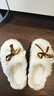 蝴蝶結秋冬棉拖毛絨拖鞋2025新款女士室內家居加厚底防滑保暖棉鞋 蝴蝶結厚底棉拖-白色 40-41 適合39-40 曬單實(shí)拍圖