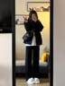 班尼路（Baleno）美式復(fù)古藏青色連帽外套女春秋季休閑上衣oversize潮流開衫衛(wèi)衣 曬單實(shí)拍圖