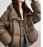 紅袖高端簡(jiǎn)約羽絨服冬季2024新款女裝軟糯箱型落肩拉鏈立領(lǐng)連帽短外套 咖啡037 S 曬單實(shí)拍圖