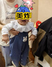 優(yōu)奇寶寶牛仔背帶秋裝連體衣褲子嬰幼兒可愛超萌春秋女童外出衣服爬服 曬單實拍圖