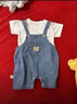 G·DUCK KIDS2025春上新嬰兒牛仔套裝春秋季哈衣新生兒爬服潮流寶寶衣服秋裝 單兜牛仔背帶褲套裝 90cm 曬單實(shí)拍圖