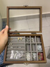 WCZ德國黑胡桃木紋精致便攜首飾盒小型手飾品戒指項鏈耳釘耳飾收納盒 團購1 1層 曬單實(shí)拍圖