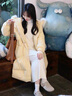 艾珠兒（Aizhuer）羽絨棉服女冬季韓系中長(cháng)款毛領(lǐng)大衣外套女寬松加厚保暖棉衣棉襖潮 鵝黃色 M（建議105-120斤） 曬單實(shí)拍圖