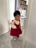 G.DUCKKIDS小黃鴨女童套裝春秋款連衣裙周歲女寶寶公主裙禮服兒童秋冬兩件套 紅色春秋套裝（花朵款夾子） 90 尺碼1~2歲【 80-90cm】 曬單實(shí)拍圖