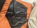 太平鳥(niǎo)女裝休閑褲PU短褲設計感品質(zhì)高腰寬松百搭 黑色 M 曬單實(shí)拍圖
