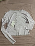 森馬（Semir）長(cháng)袖T恤女短款提花刺繡2025秋純棉蕾絲花邊修身開(kāi)衫109725101014 曬單實(shí)拍圖