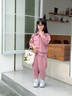 酷樂羊女童春裝百搭牛仔外套套裝2025新款兒童洋氣春秋款薄款休閑兩件套 粉紅色 110 曬單實拍圖