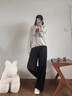 真維斯（JEANSWEST）糯米褲女2025秋冬新款高腰垂感休閑小個(gè)子秋季針織加絨闊腿褲子女 曬單實(shí)拍圖