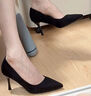 ZHR高跟鞋女法式氣質(zhì)淺口單鞋女優(yōu)雅通勤細跟尖頭女鞋純欲IE07黑色37 曬單實(shí)拍圖