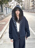 燦圖美式復古拼接連帽衛衣女秋冬季寬松休閑設計感慵懶風(fēng)開(kāi)衫上衣外套 藏青色 （春秋款） L 【建議100-120斤】 曬單實(shí)拍圖