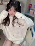 鳳蝶兒秋季針織衫女裝2025秋冬季新款日系可愛(ài)毛衣女學(xué)生針織外套上衣女 白色溫柔加厚針織衫 均碼 曬單實(shí)拍圖