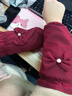 察今防水袖套女秋冬2025新款蝴蝶結可愛(ài)短款防污防臟成人上班工作套袖 防水珍珠結袖【酒紅】 曬單實(shí)拍圖